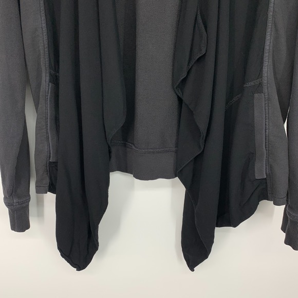 Lucky Brand Cardigan Gray Black Drape Open Front Womens Size Large - Picture 4 of 9